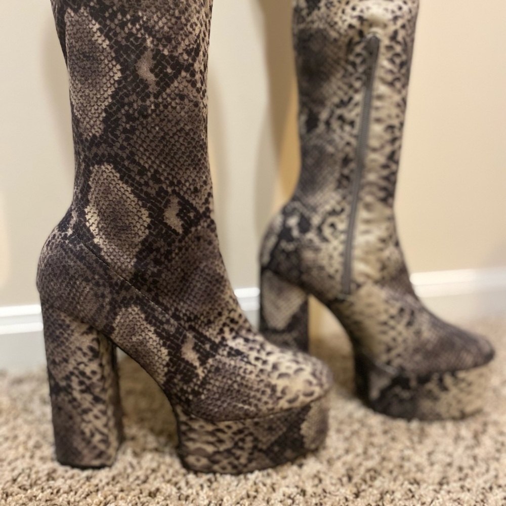 Snakeskin Knee High Boots
